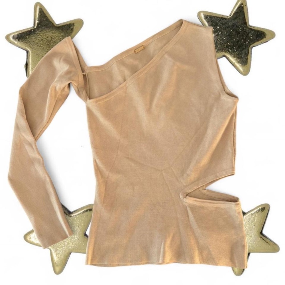 Cult Gaia Tan Asymmetrical Blouse